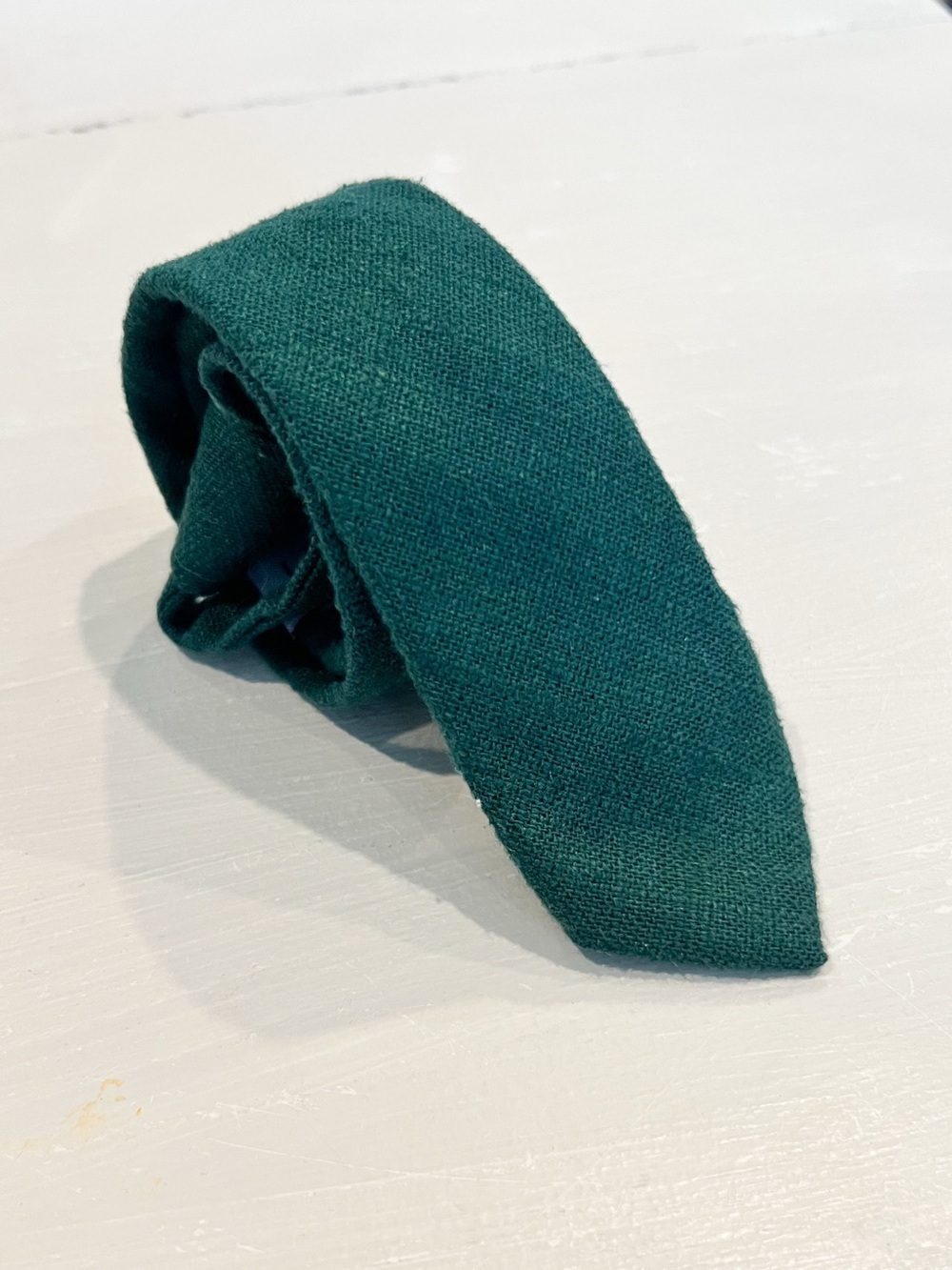 Boon Boys Knit Tie Deep Green Skinny Clasp Necktie Size ages 5-8